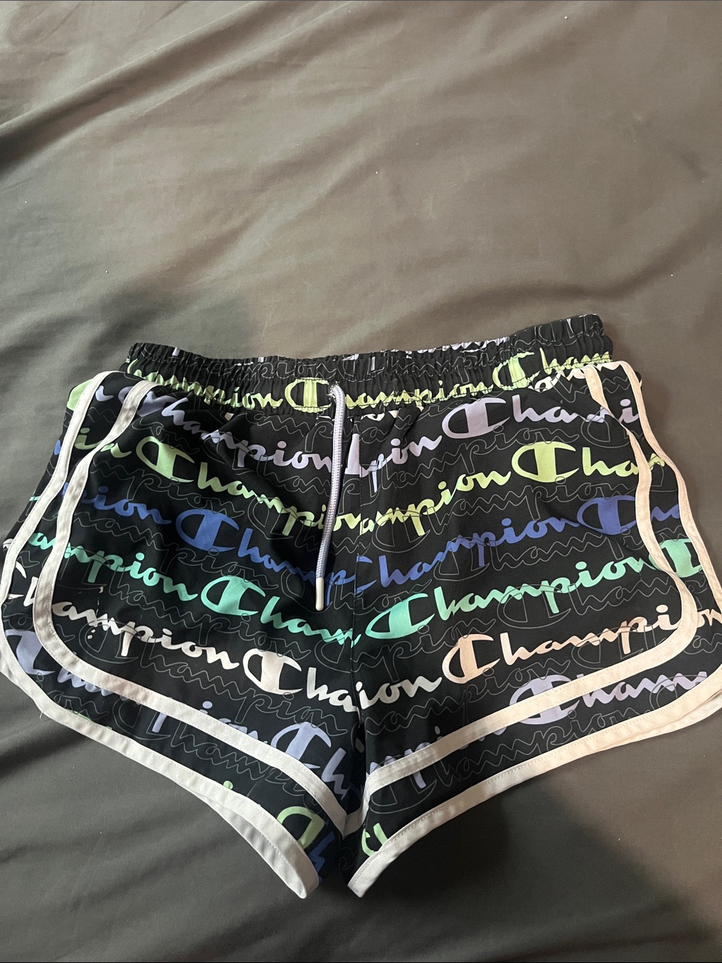 Champion Black Shorts With Multicolor Logo Print